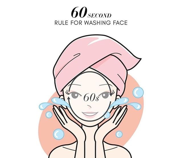 60 seconds rule to wash your face